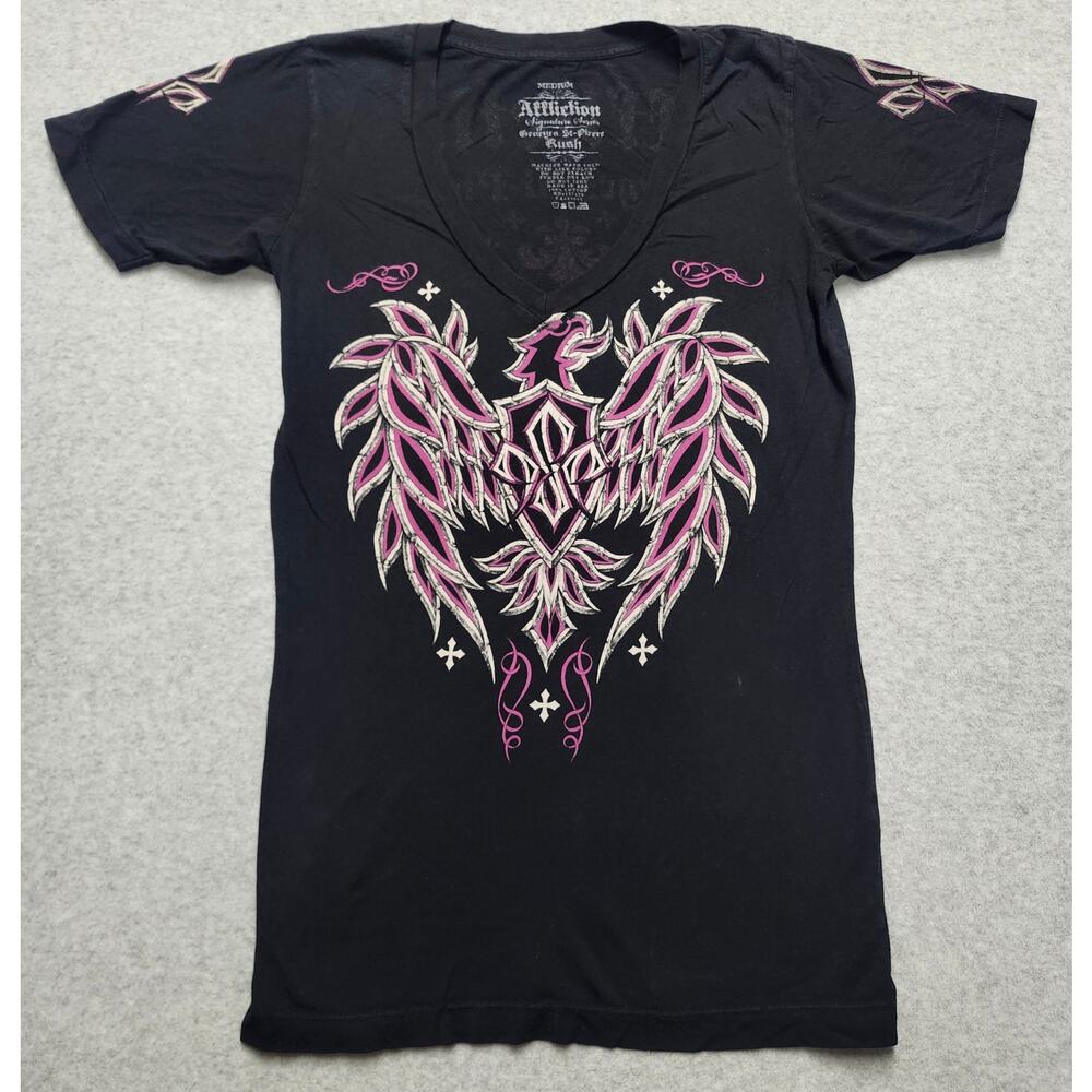 Affliction Georges St-Pierre Rush V-Neck Graphic Tee Women’s Medium